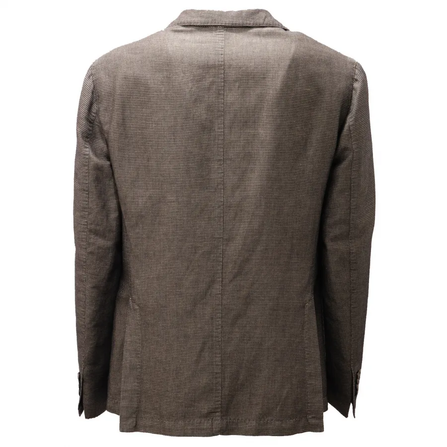 6387AD giacca uomo L.B.M. 1911 brown textured fabric linen jacket man