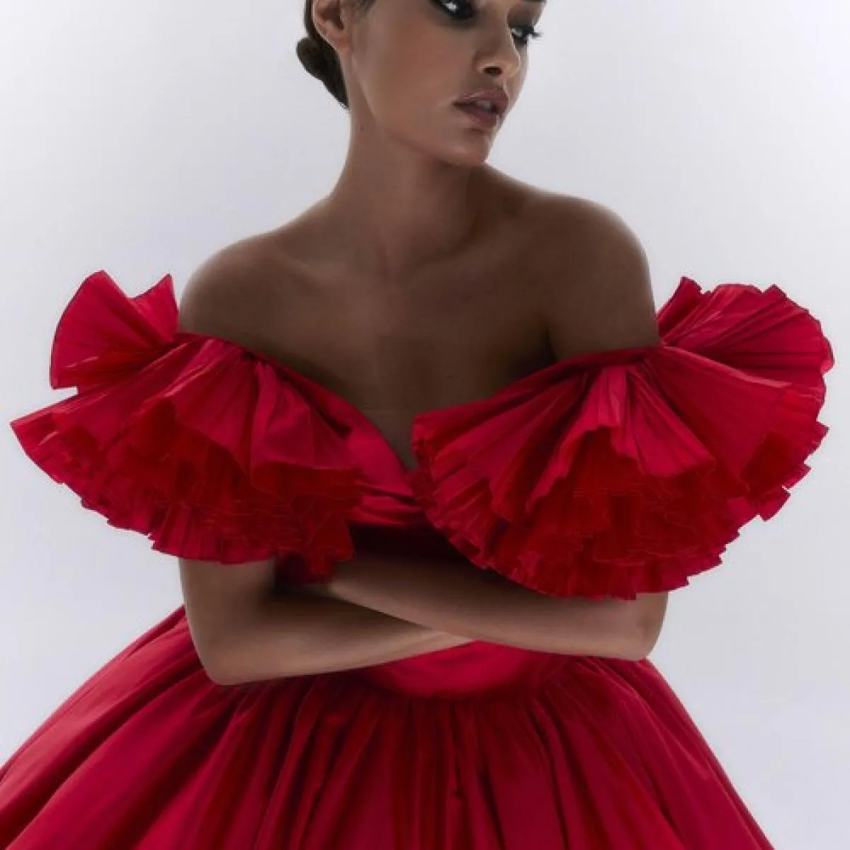 Abiti da ballo rossi Abiti da ballo con maniche a sbuffo arricciati Abito da sposa semplice Abito da sposa Abito fotografico Abi