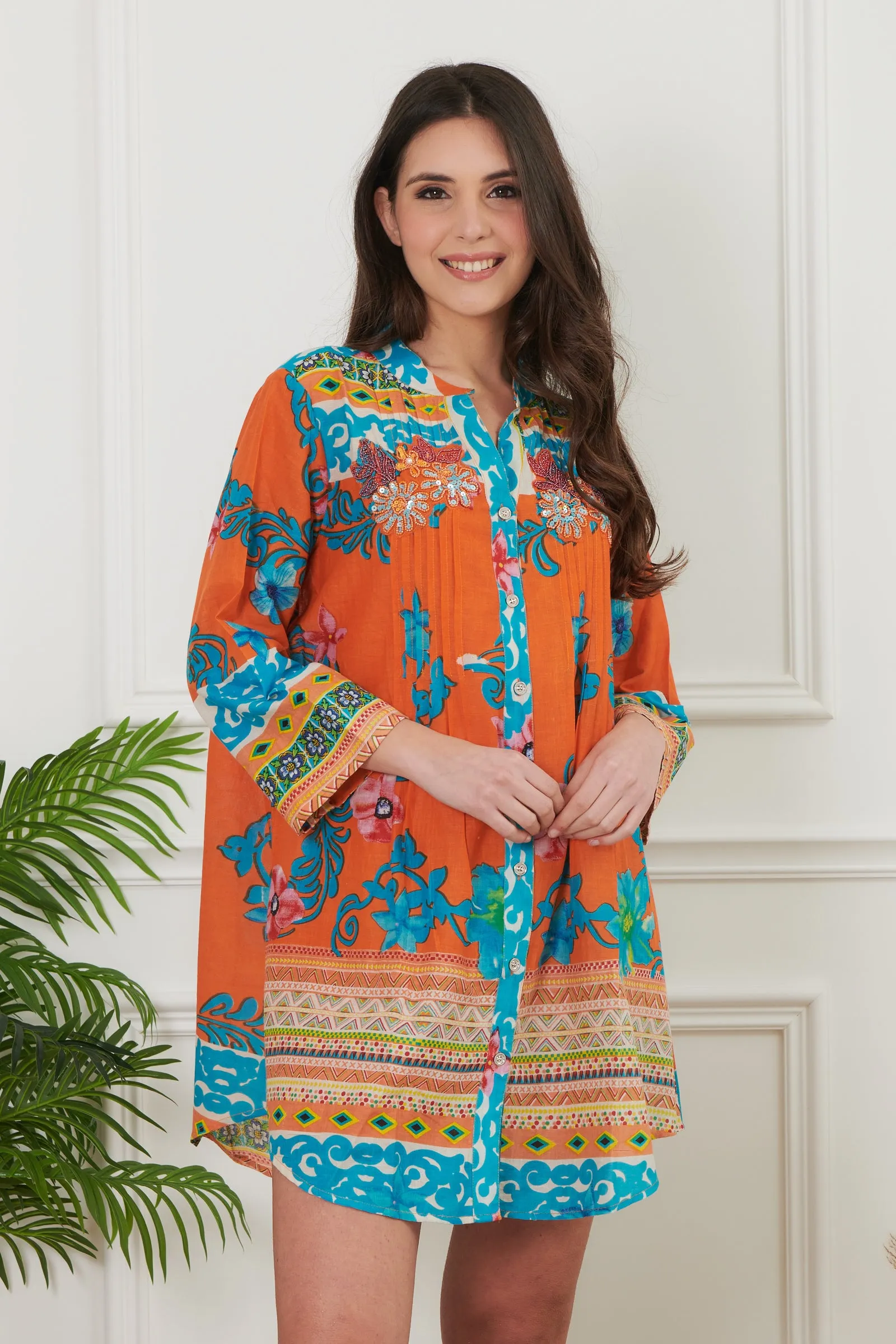 ABITO CAMICIA CON PERLINE RICAMATE