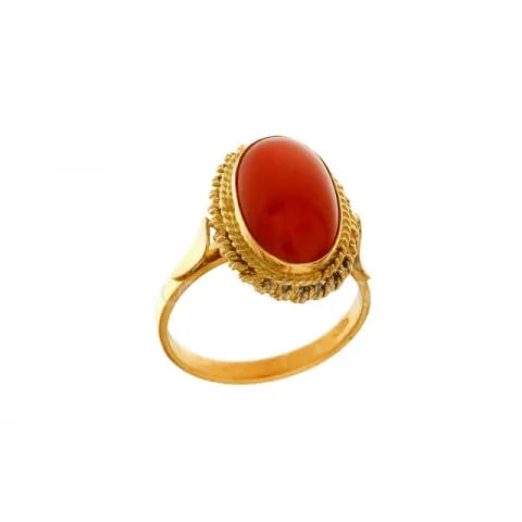 Anello con Corallo rosso naturale in oro giallo 18kt