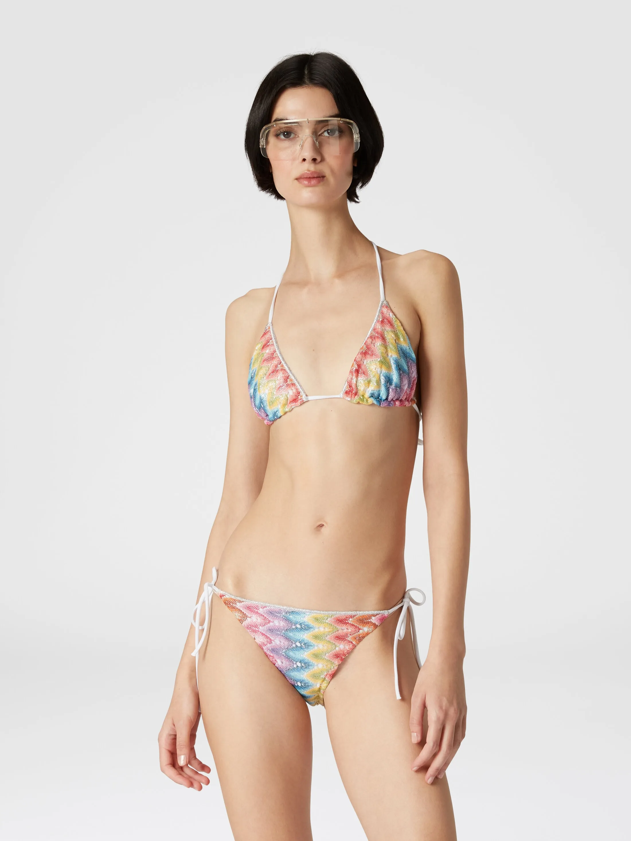 Bikini in pizzo di misto cotone spalmato