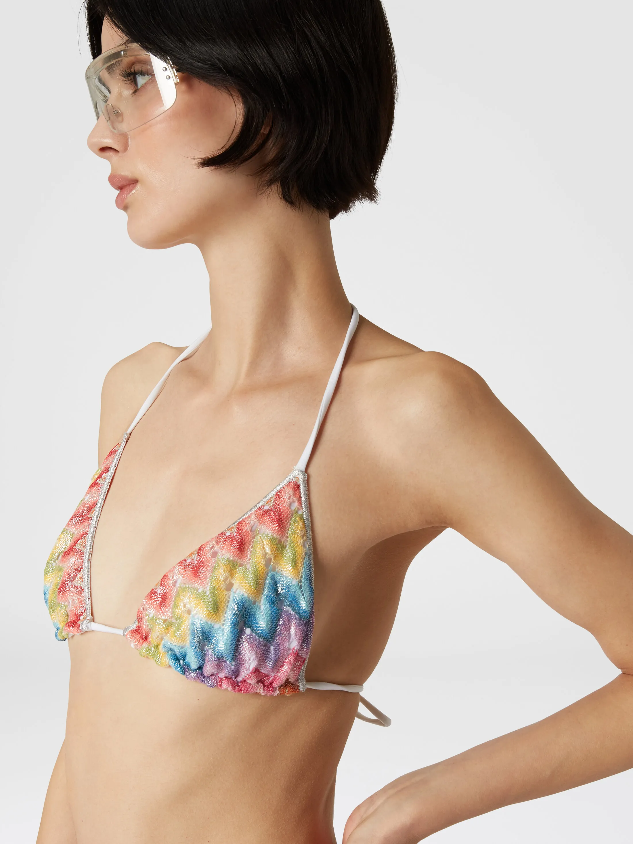 Bikini in pizzo di misto cotone spalmato