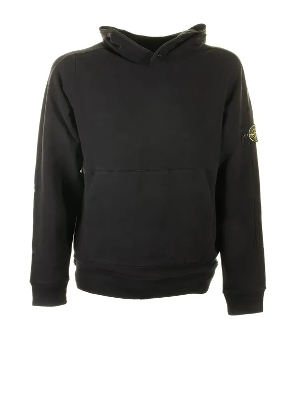 Black hoodie with side logo