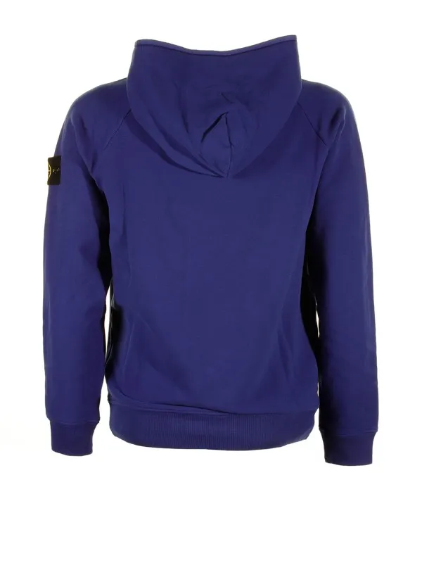 Blue cotton sweatshirt with hood