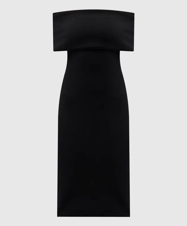 Bottega Veneta Abito midi nero con spalle scoperte 791315V40F0
