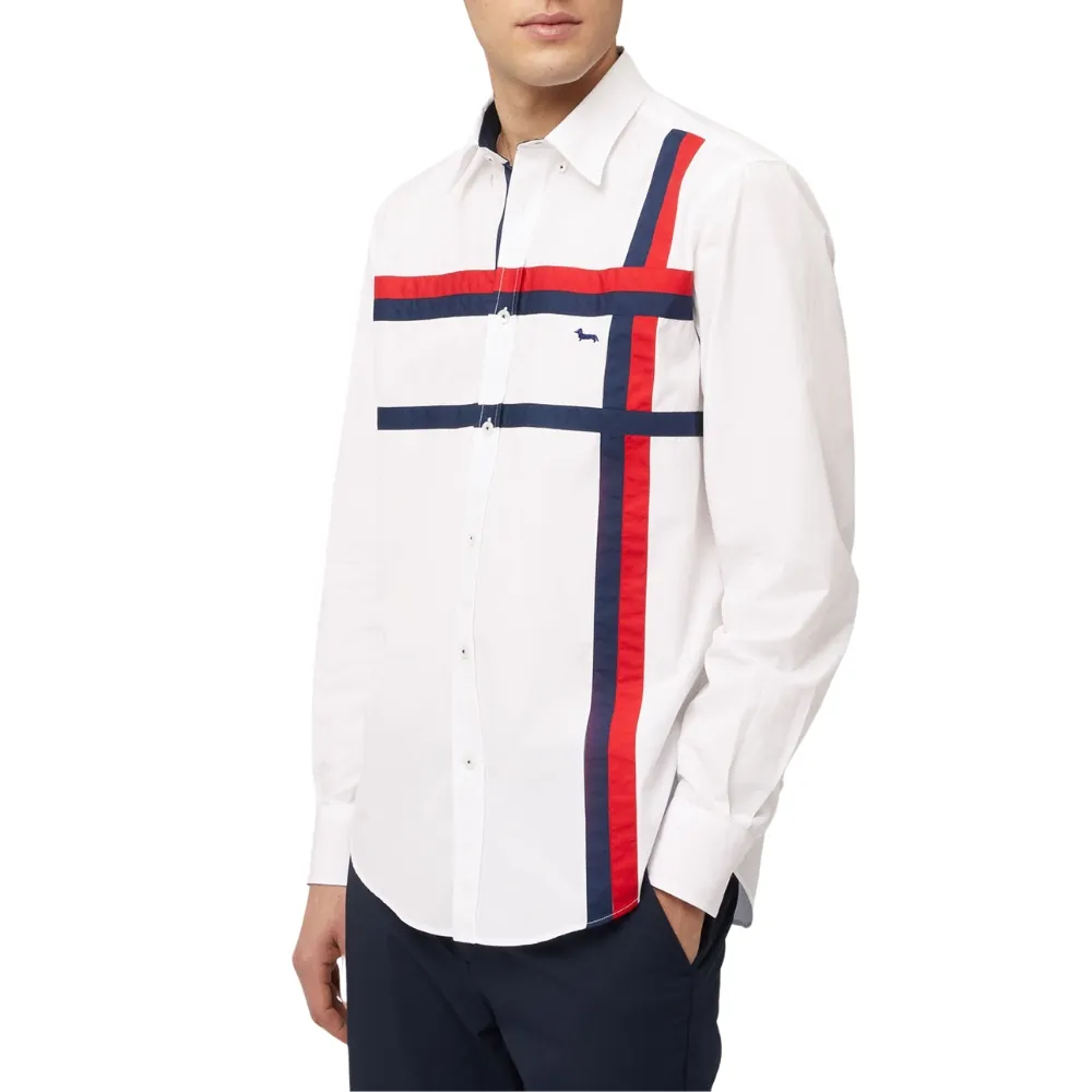 Camicia Harmont Blaine in cotone con fasce bicolor