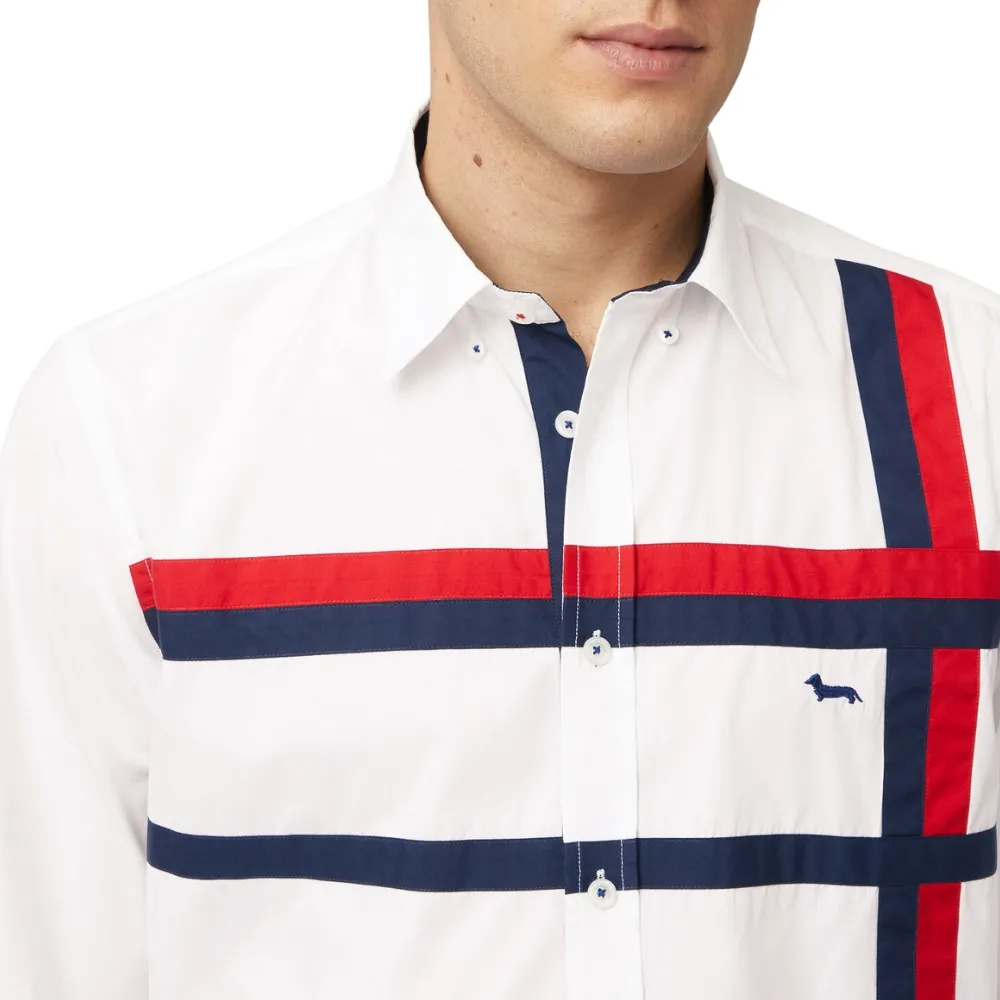 Camicia Harmont Blaine in cotone con fasce bicolor