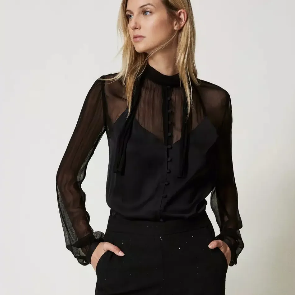 CAMICIA IN RASO E CHIFFON TWINSET