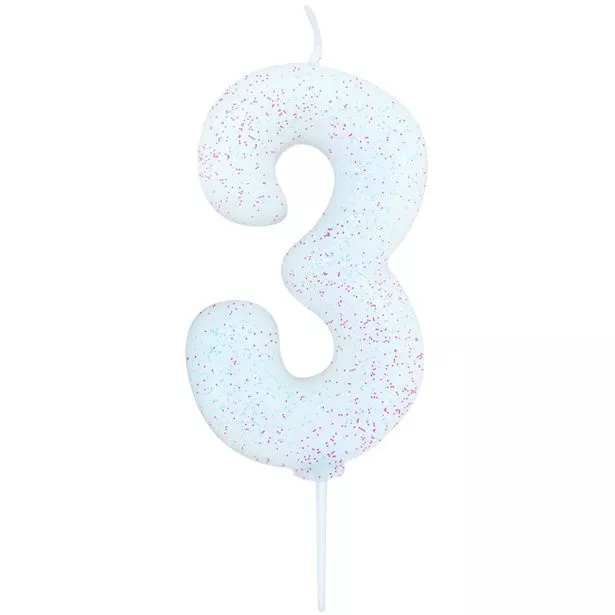 Candela numero 3 glitter blu baby 7cm