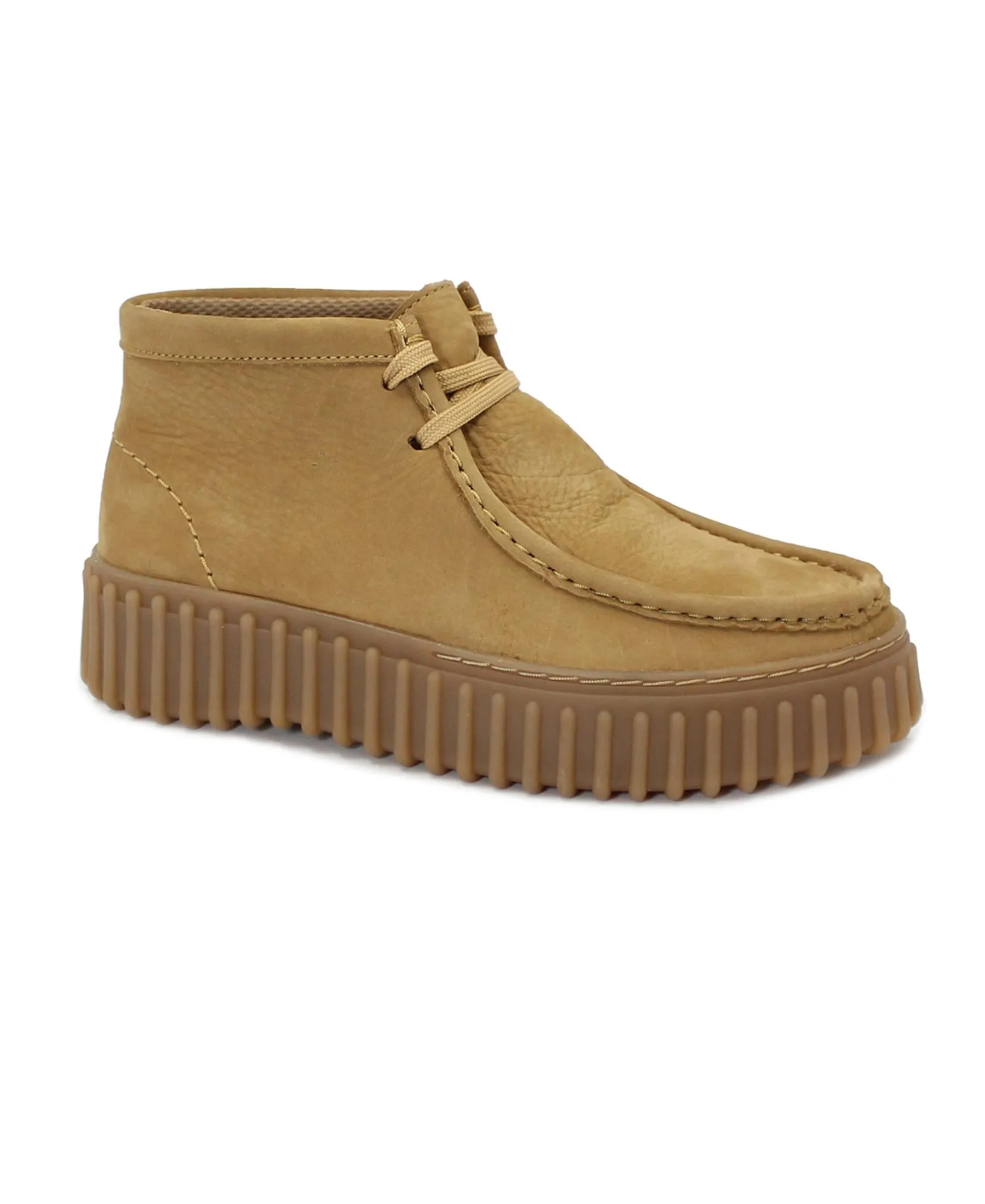 CLARKS TORHILL MOSS light tan cuoio scarpe mid donna pelle nubuck  lacci
