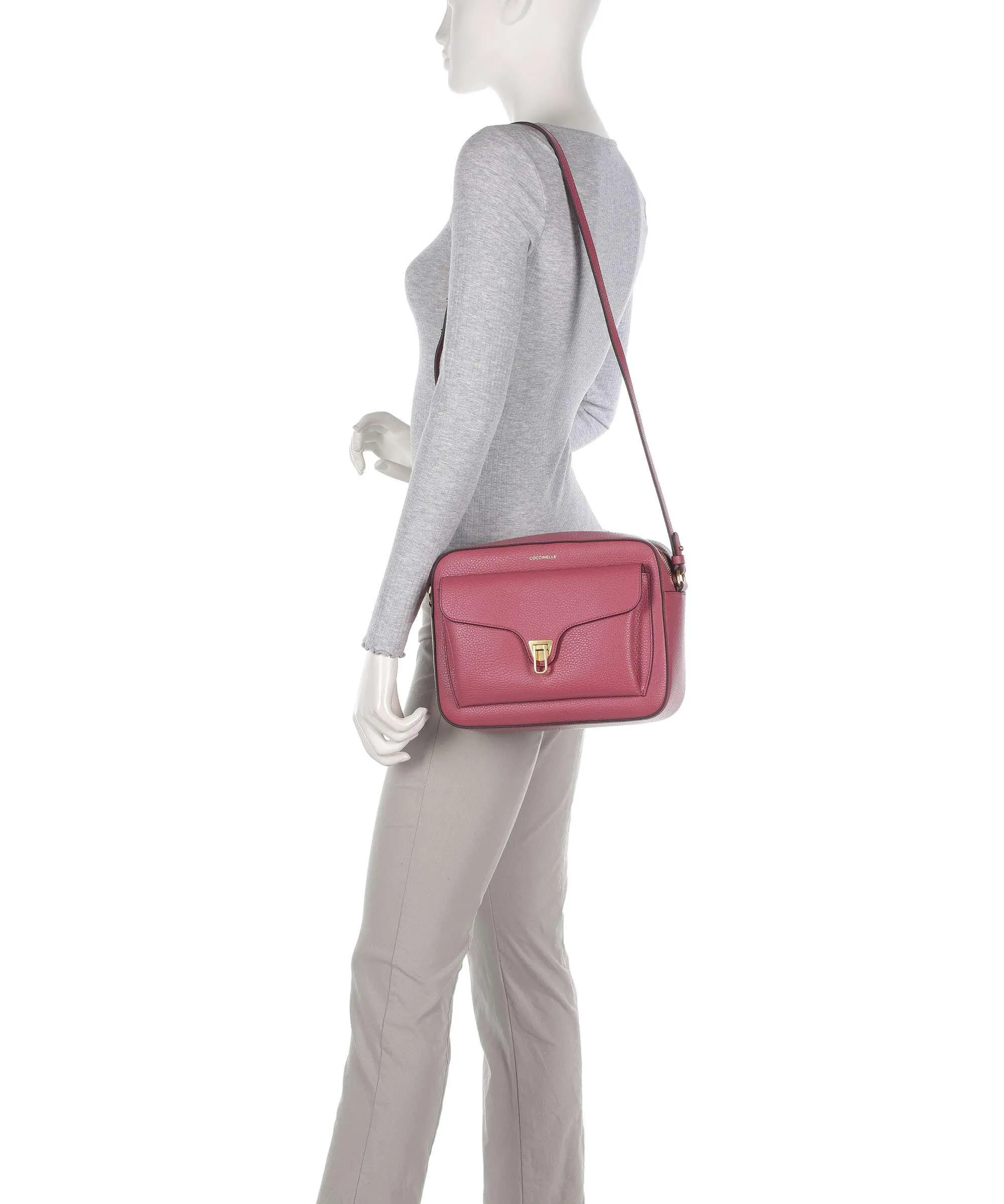  Coccinelle Beat Soft Borsa a tracolla pelle granulata rosa antico  