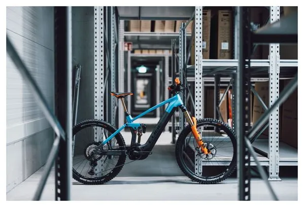 Cube Stereo Hybrid 160 HPC Actionteam 750 27.5 MTB elettrica full suspension Shimano XT 12S 750 Wh 27.5'' Blu Grigio Actionteam 