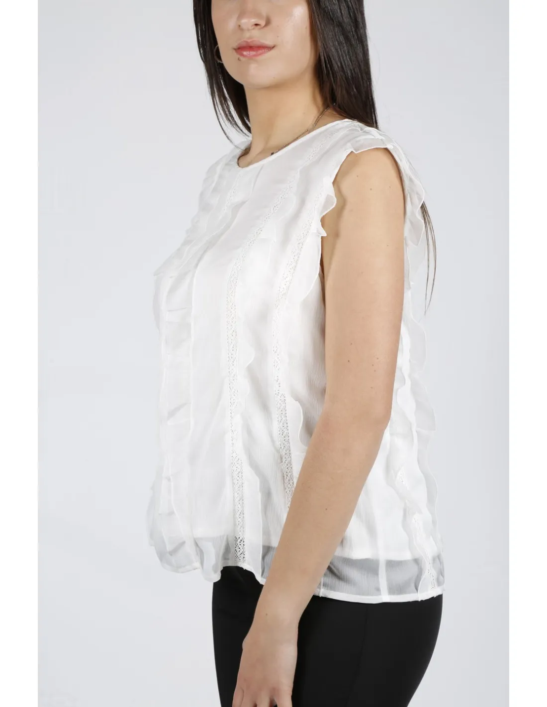 Fracomina sleeveless Rouches top