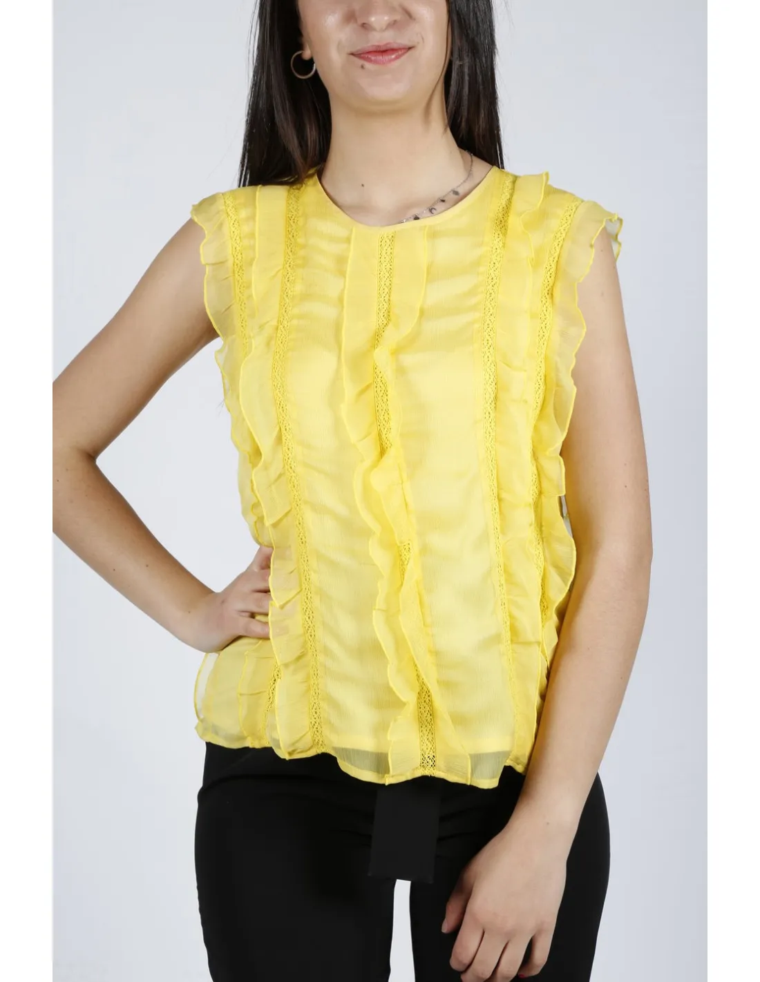 Fracomina sleeveless Rouches top