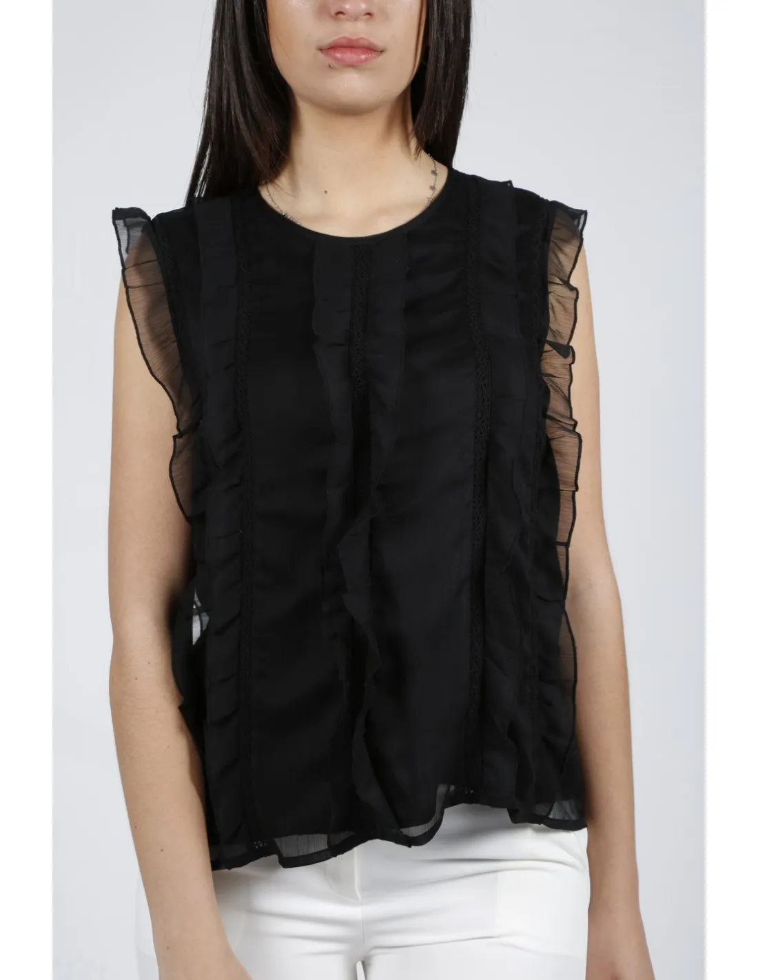 Fracomina sleeveless Rouches top