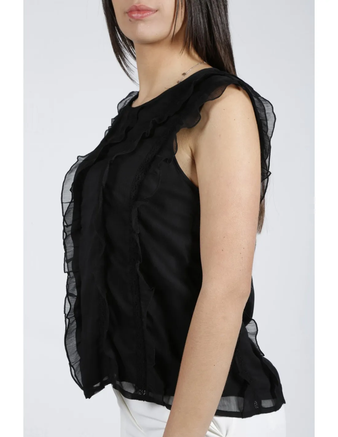 Fracomina sleeveless Rouches top