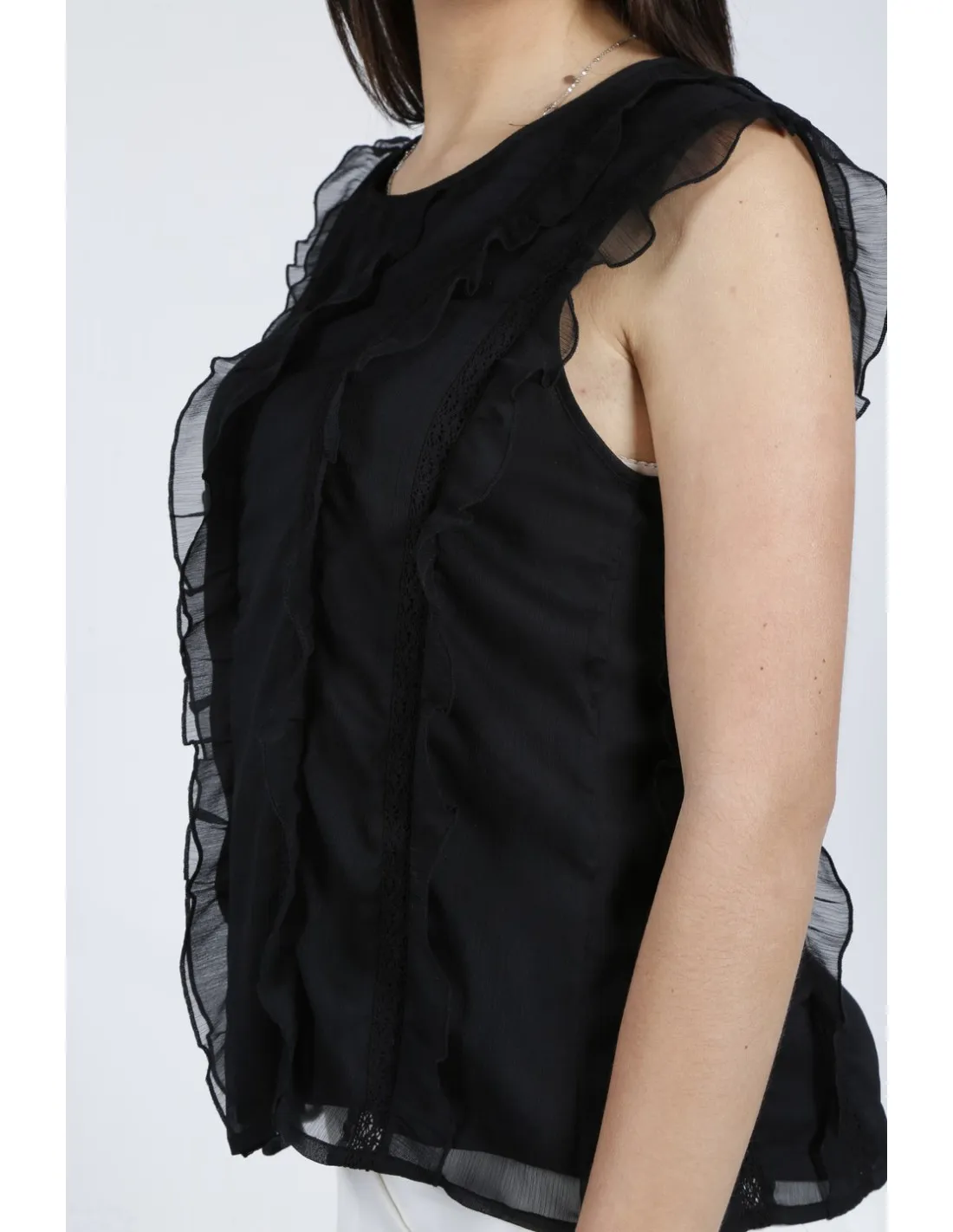 Fracomina sleeveless Rouches top
