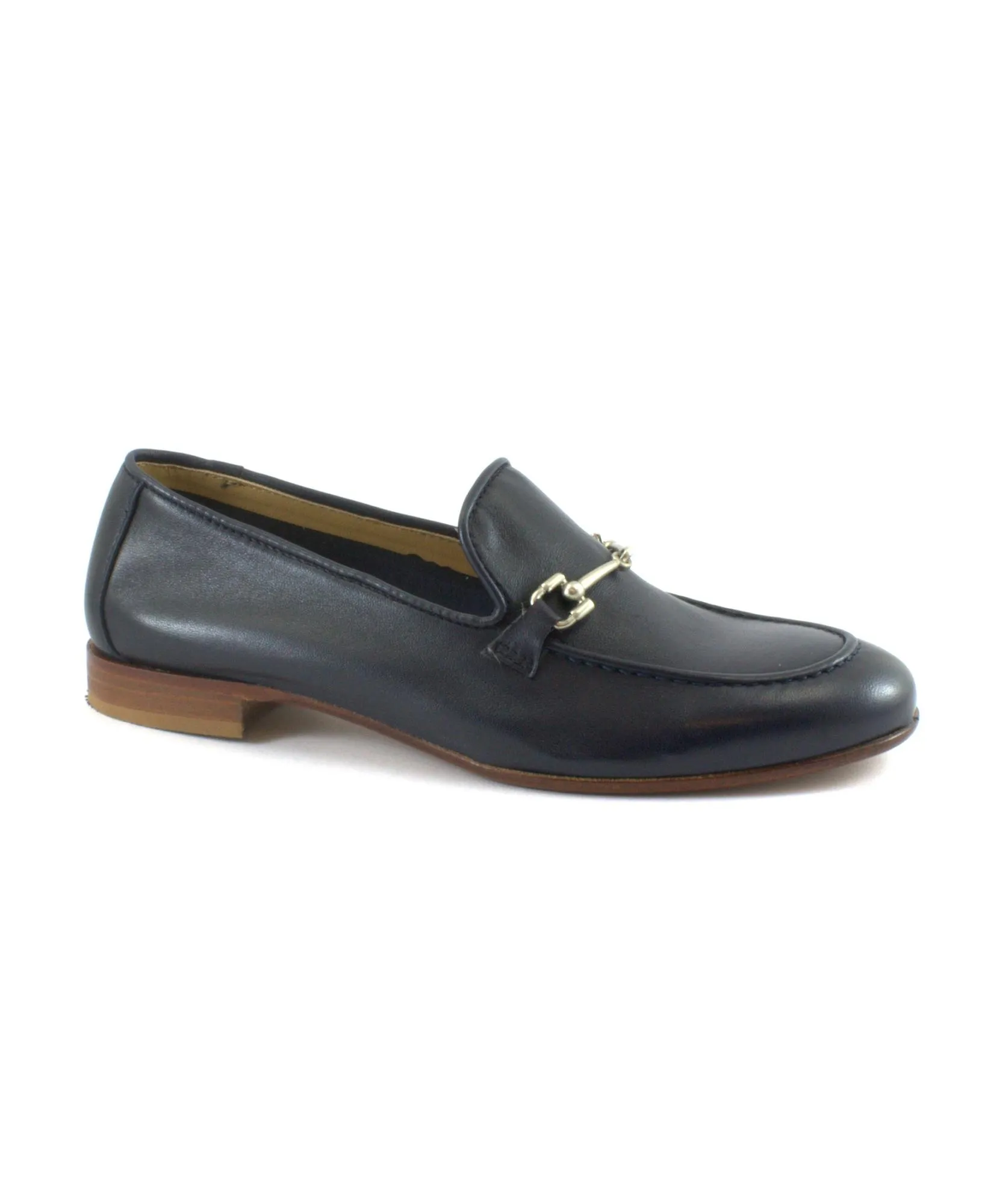 FRANCO FEDELE D587 blu scarpe donna mocassino pelle morsetto
