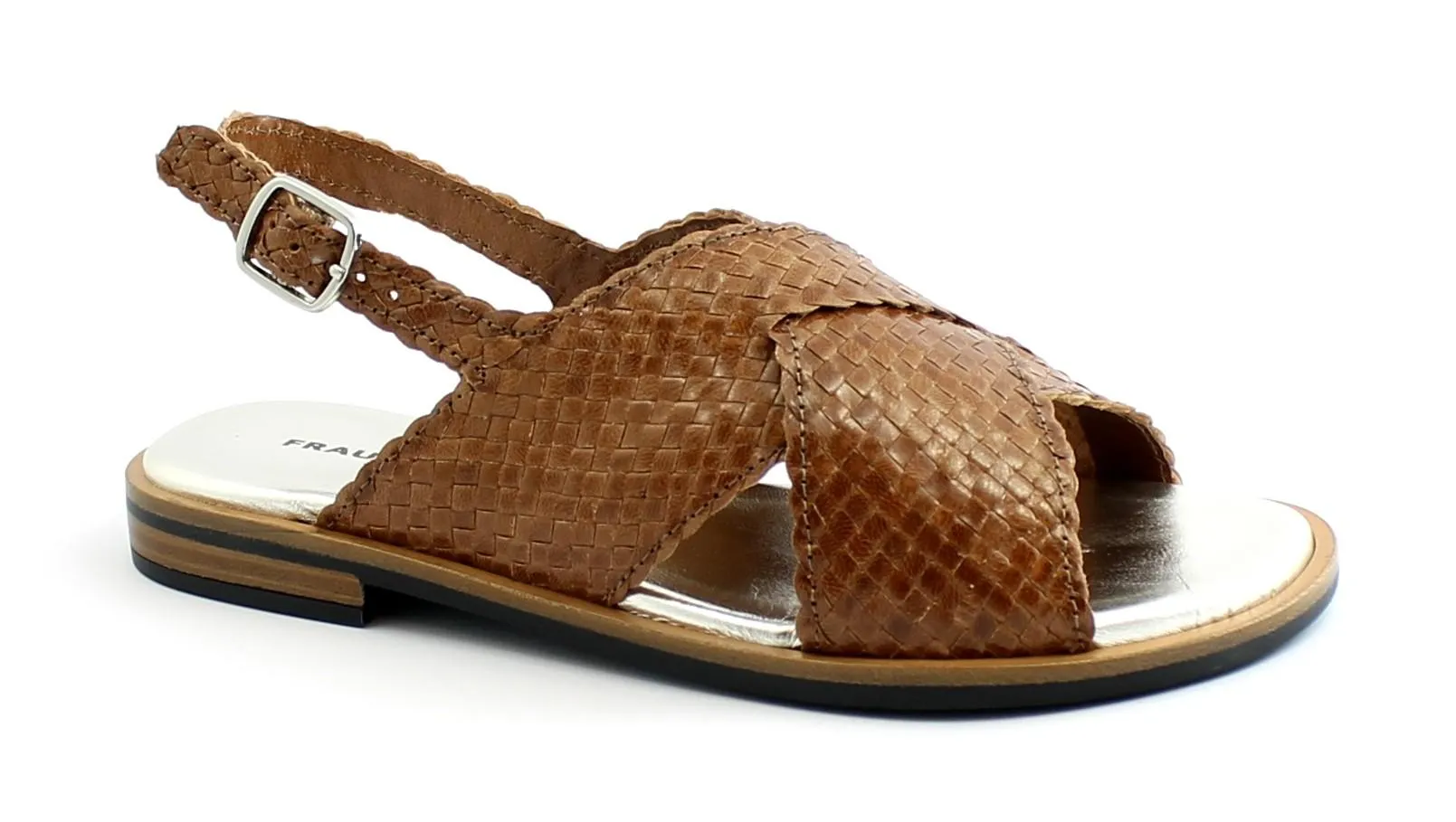 FRAU 8677 cuoio scarpe sandali bassi donna pelle cinturino incrocio