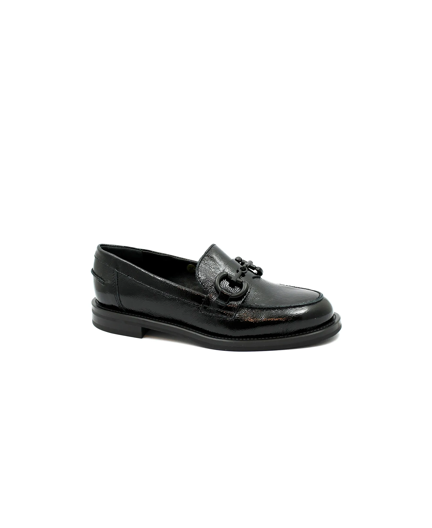FRAU 90Z1 nero scarpe donna mocassino pelle laccata morsetto