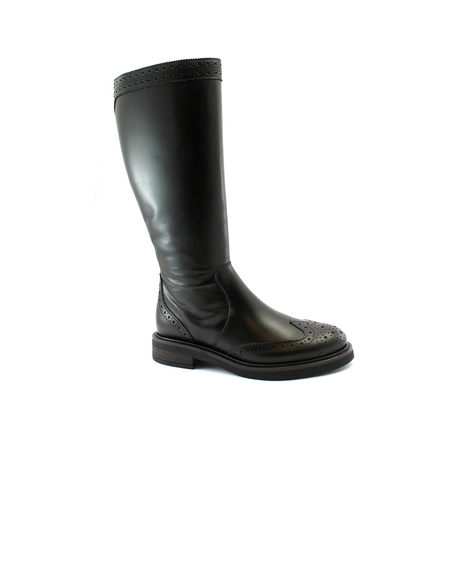 FRAU 96L9 nero scarpe stivale donna zip pelle inglese tacco