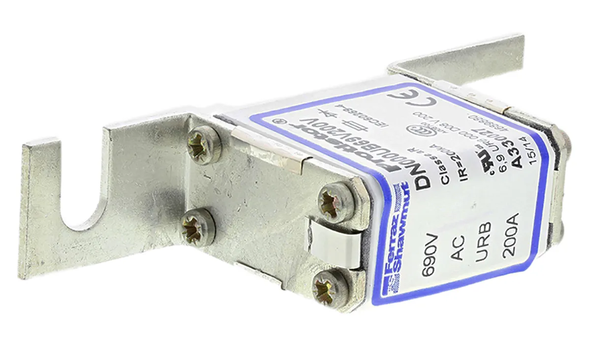 Fusibili conformi agli standard tedeschi, Mersen, 200A, fusibile NH000 con velocità FF, standard DIN 80, fori di