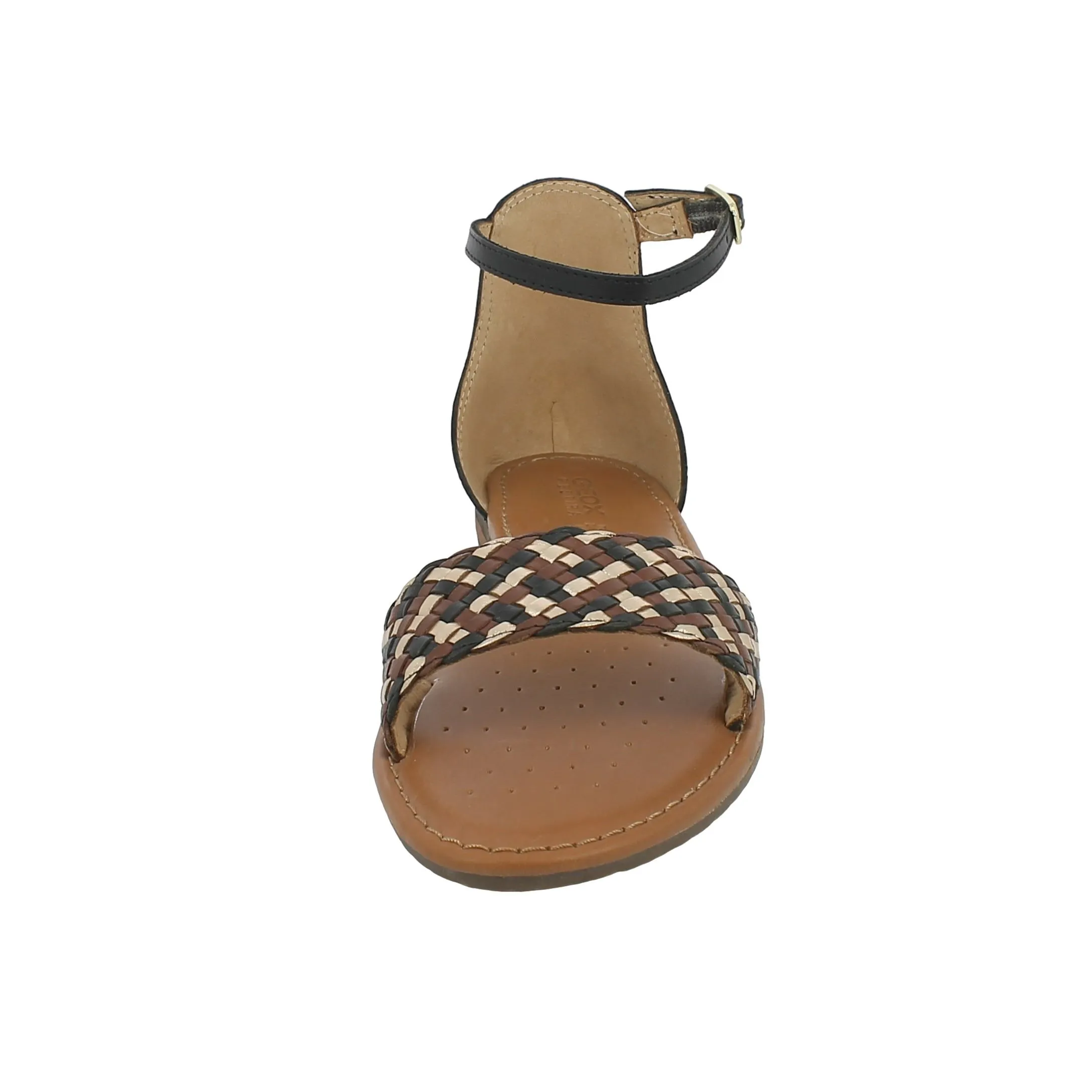 Geox  Sandalo con fascia intrecciata nera e oro 