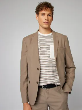 Giacca slim in misto lino - BEIGE