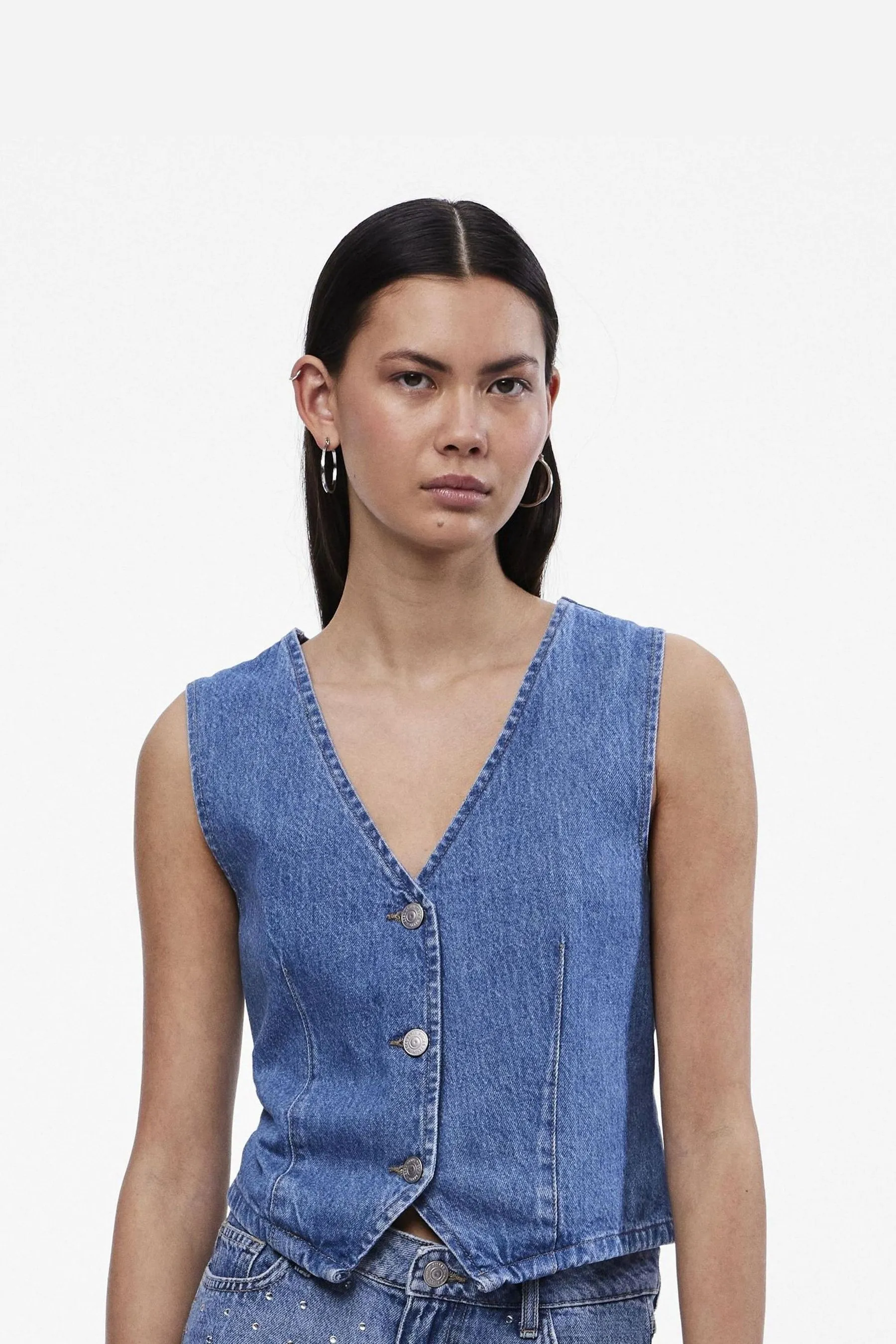 Gilet PIECES Denim con bottoni