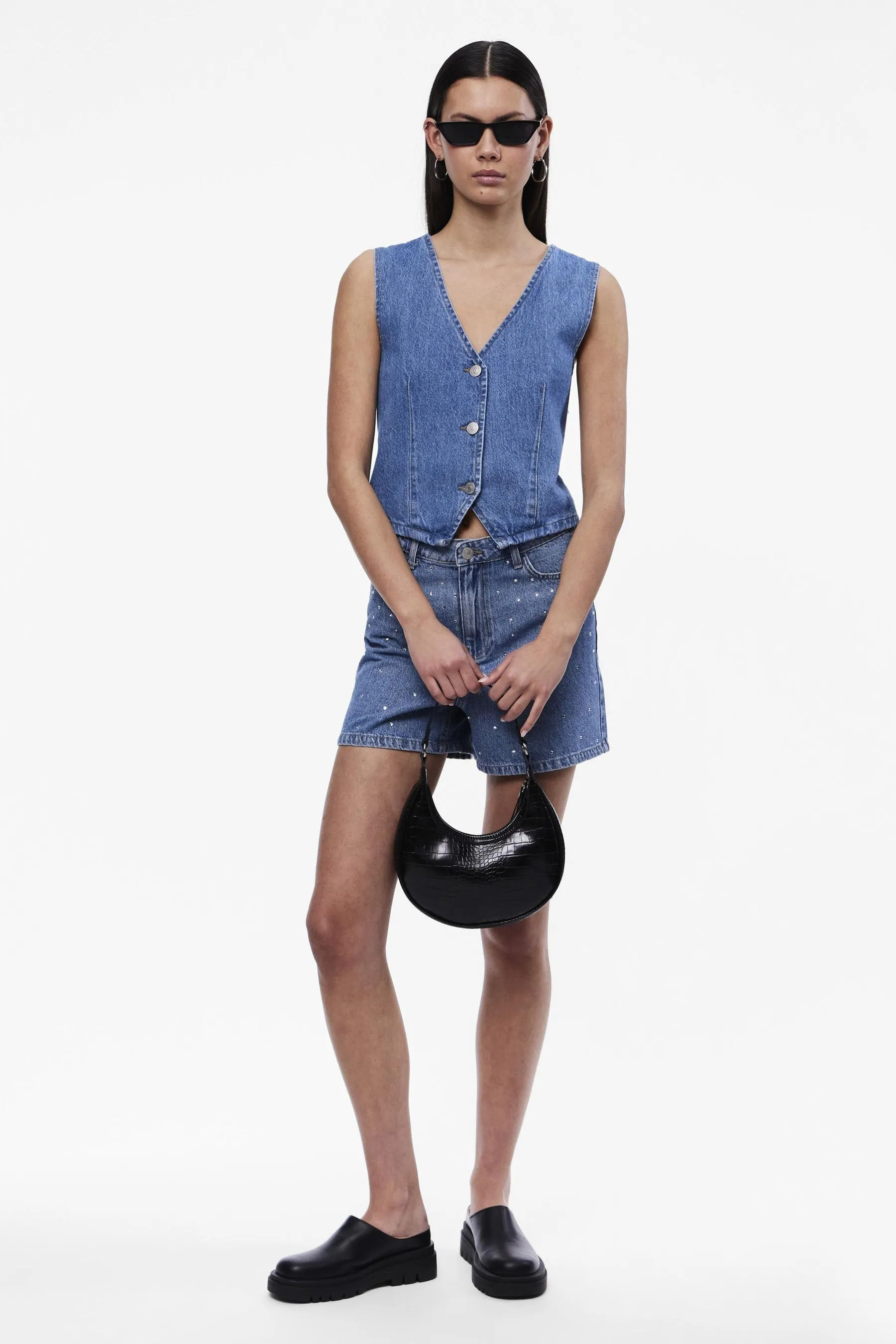 Gilet PIECES Denim con bottoni