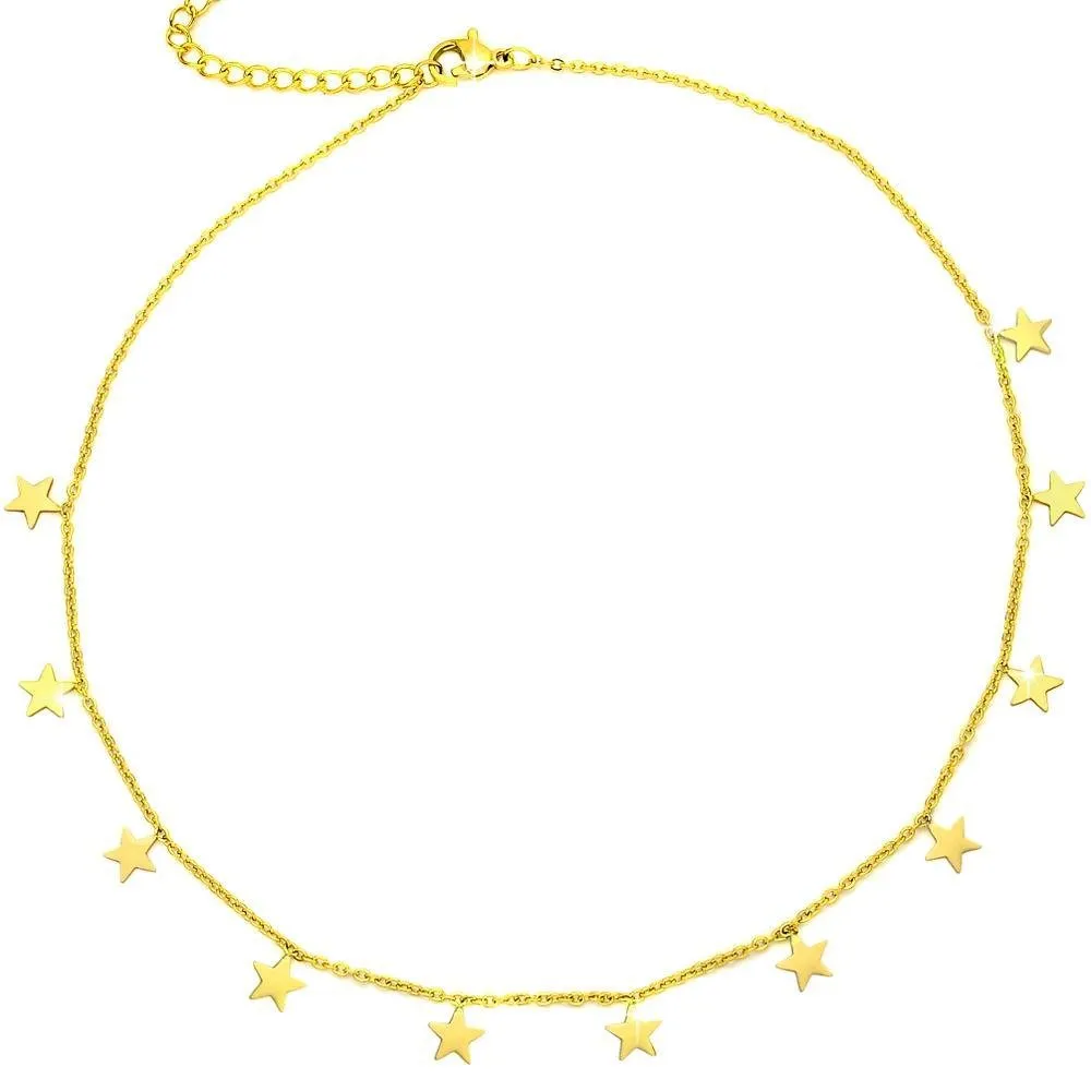 Girocollo stretto donna con 11 Stelle pendenti Gold