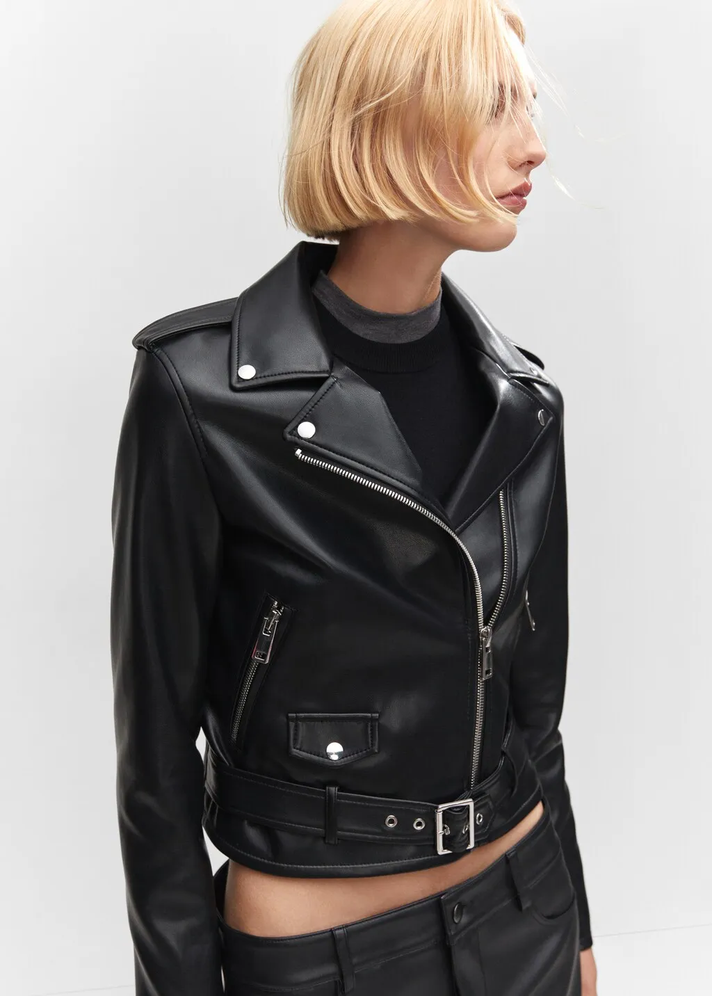 Giubbotto biker similpelle