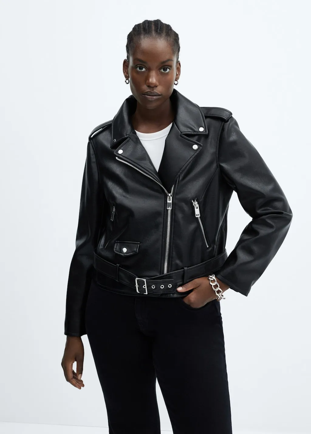 Giubbotto biker similpelle