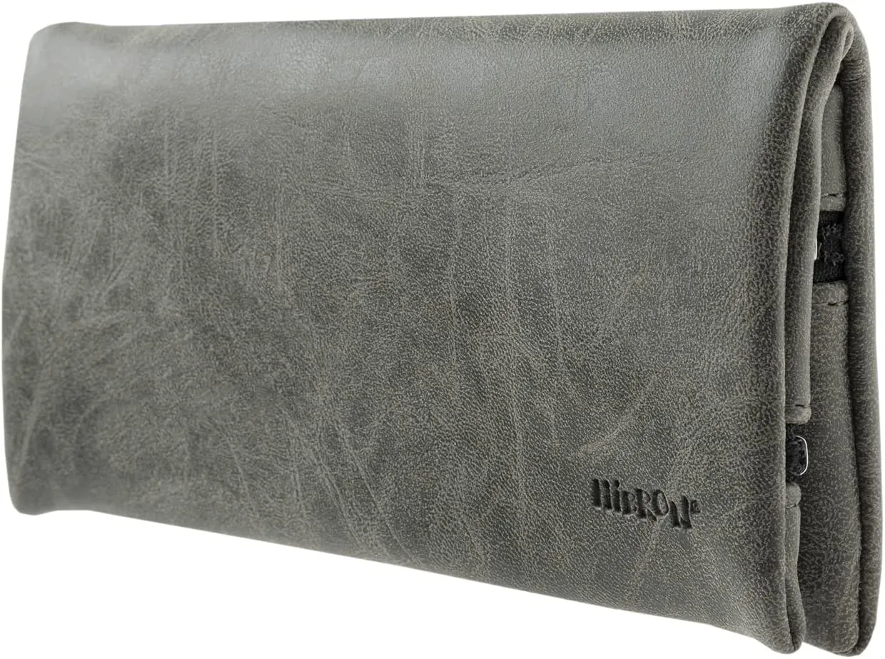 HIBRON Porta tabacco Borsello in vera pelle (58105 Grigio)