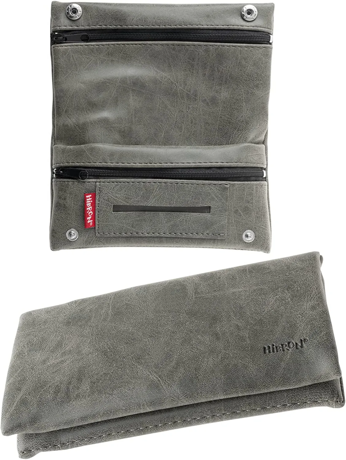 HIBRON Porta tabacco Borsello in vera pelle (58105 Grigio)