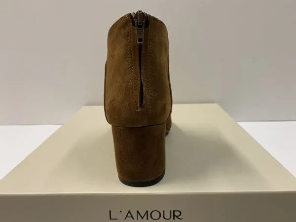 L'AMOUR 108 STIVALETTO IN PELLE SCAMOSCIATA CUOIO CON TACCO FASCIATO