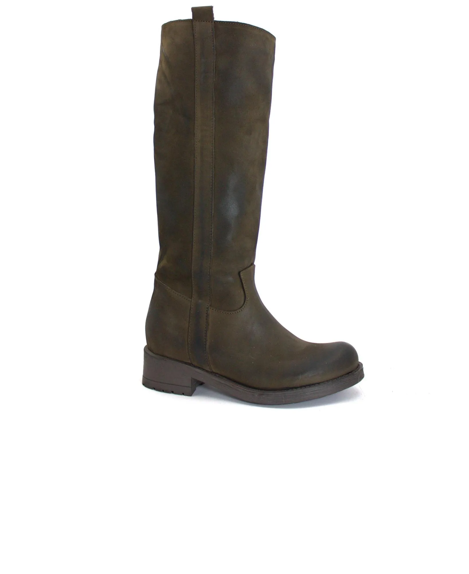 LATIKA JESSICA testa moro marrone scarpe donna stivale alto pelle tacco basso