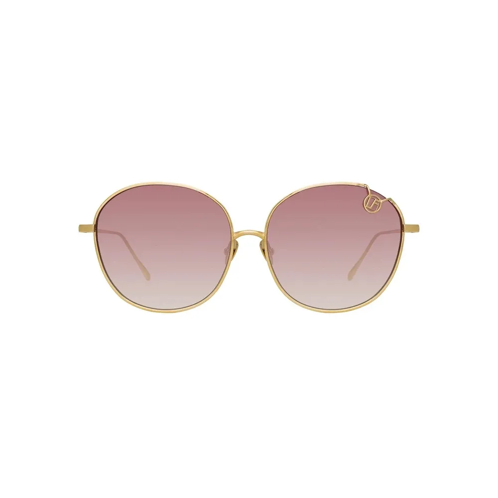 Linda Farrow - Occhiali da Sole Cat-Eye Hannah in Oro Chiaro e Bordeaux - LFL1054C2SUN - Linda Farrow Eyewear