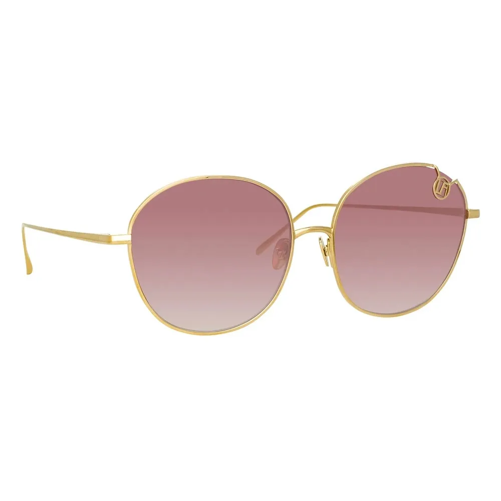 Linda Farrow - Occhiali da Sole Cat-Eye Hannah in Oro Chiaro e Bordeaux - LFL1054C2SUN - Linda Farrow Eyewear