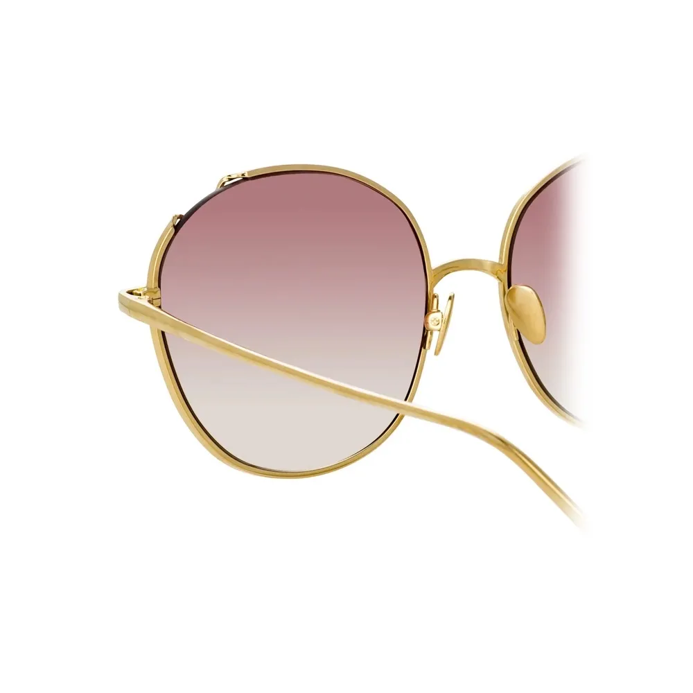 Linda Farrow - Occhiali da Sole Cat-Eye Hannah in Oro Chiaro e Bordeaux - LFL1054C2SUN - Linda Farrow Eyewear