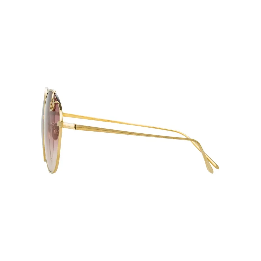 Linda Farrow - Occhiali da Sole Cat-Eye Hannah in Oro Chiaro e Bordeaux - LFL1054C2SUN - Linda Farrow Eyewear