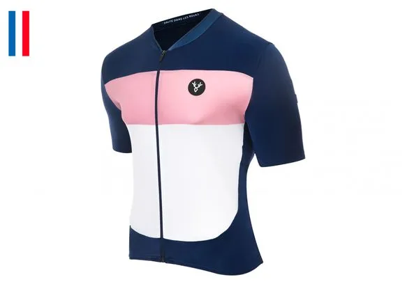 Maglia manica corta LeBram Eze blu navy rosa slim fit