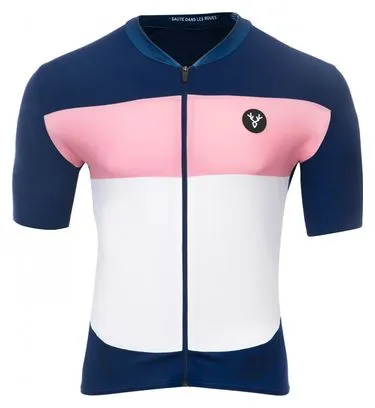 Maglia manica corta LeBram Eze blu navy rosa slim fit