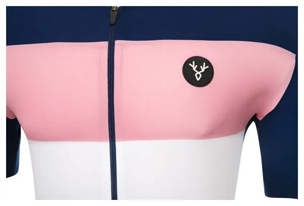 Maglia manica corta LeBram Eze blu navy rosa slim fit
