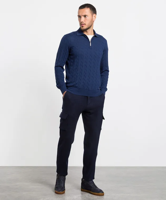 Marco Pescarolo Cargo in cashmere blu POMPEI46Y12