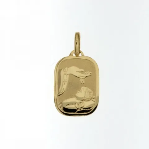 Medaglia rettangolare con Fonte Battesimale in oro giallo 18kt