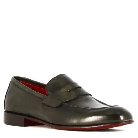 Mocassino classico da uomo in pelle colore verde scuro
