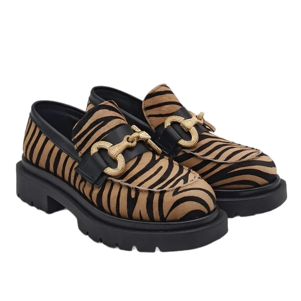 Mocassino platform Gioia A. JILLY 02 ZEBRA CUOIO/NERO VI