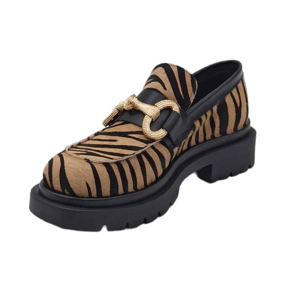 Mocassino platform Gioia A. JILLY 02 ZEBRA CUOIO/NERO VI