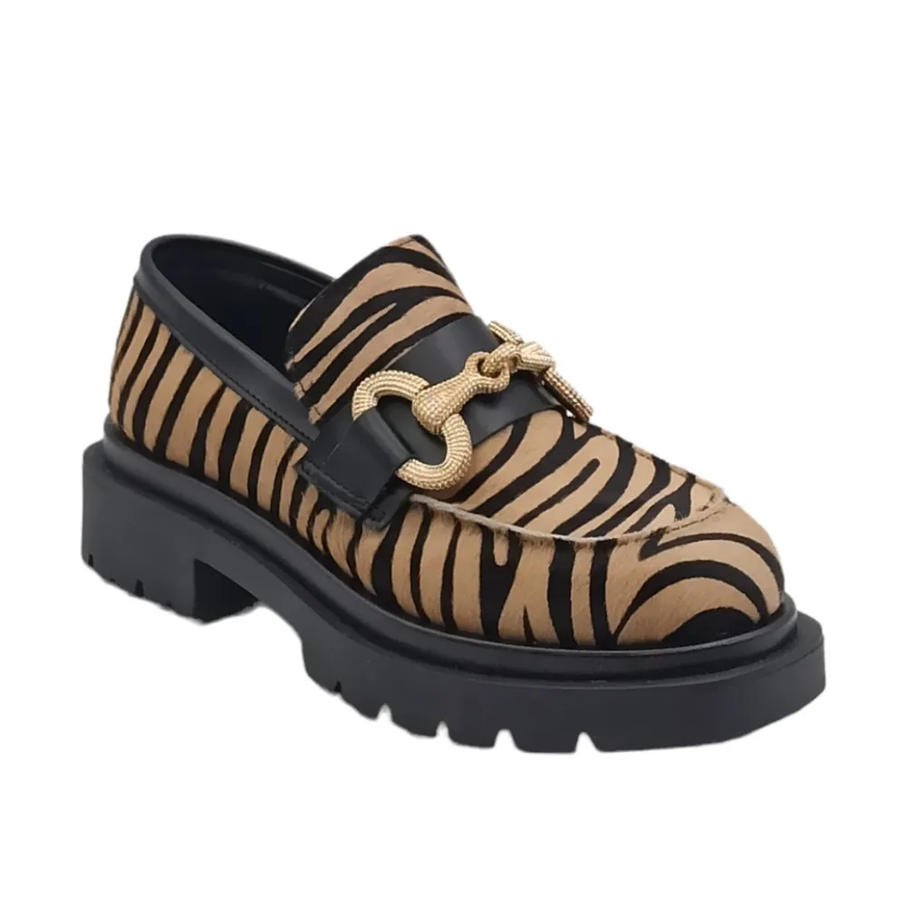 Mocassino platform Gioia A. JILLY 02 ZEBRA CUOIO/NERO VI